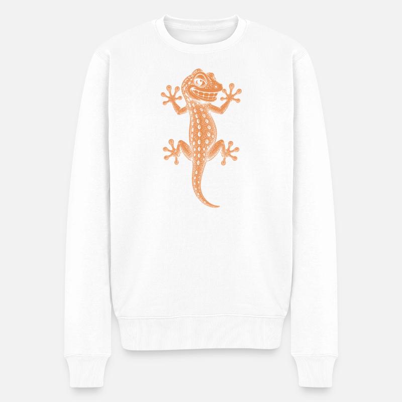 Gecko - Männer Premium Bio Pullover - Weiß