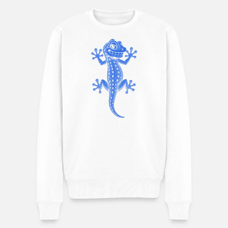 Gecko - Männer Premium Bio Pullover - Weiß