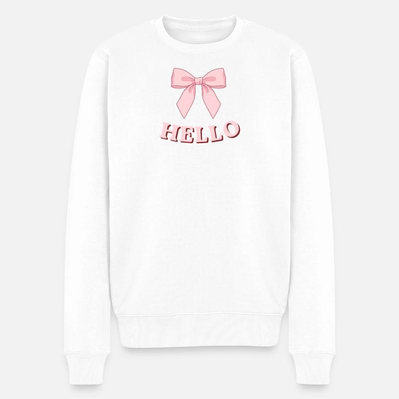 Bonjour rose avec ruban - Pull Premium bio Homme - blanc