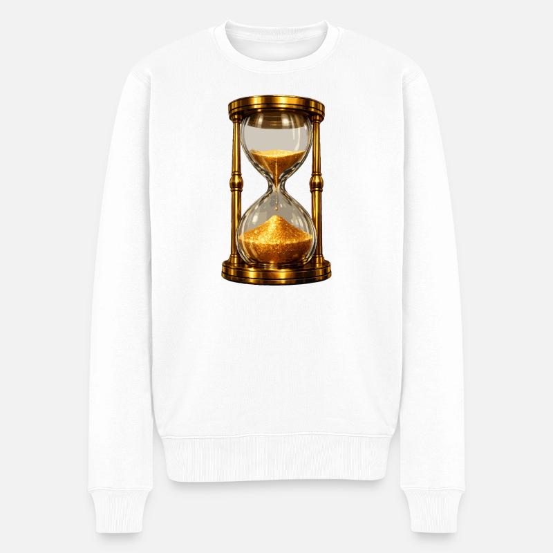 Goldene Sanduhr - Männer Premium Bio Pullover - Weiß