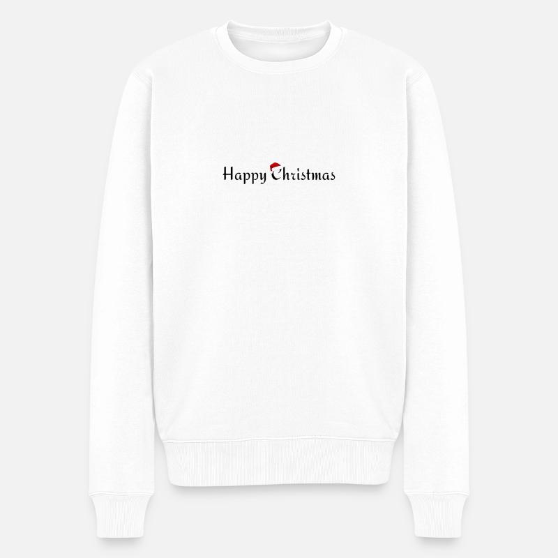 Happy Christmas - Männer Premium Bio Pullover - Weiß