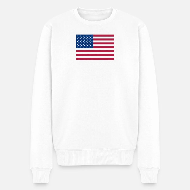 Dunkelrote amerikanische Flagge - Männer Premium Bio Pullover - Weiß