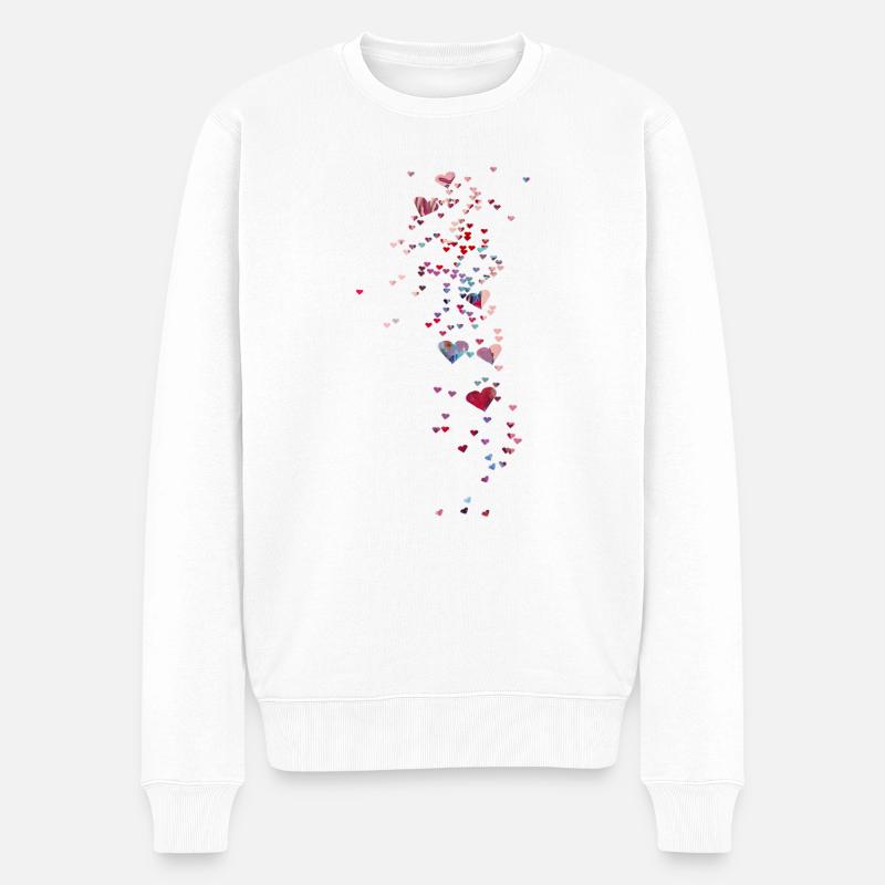 herzen,herz illustration,bunt,konfetti - Männer Premium Bio Pullover - Weiß