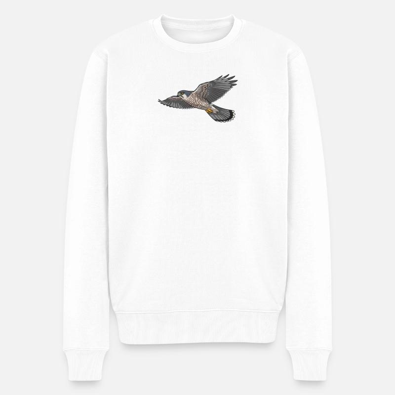Sperber Greifvogel - Männer Premium Bio Pullover - Weiß