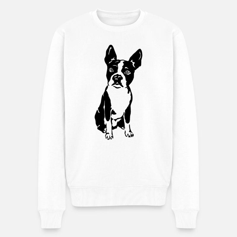 Boston Terrier - Pull Premium bio Homme - blanc