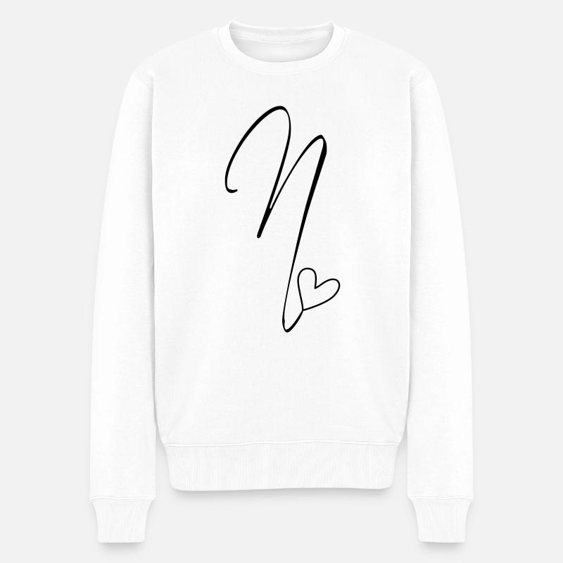 Buchstabe N Buchstabe-N Kalligrafie - Männer Premium Bio Pullover - Weiß