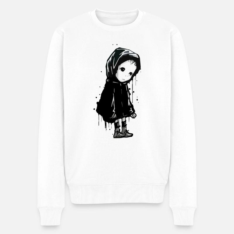 Lisa traurig Straßenkunst - Männer Premium Bio Pullover - Weiß