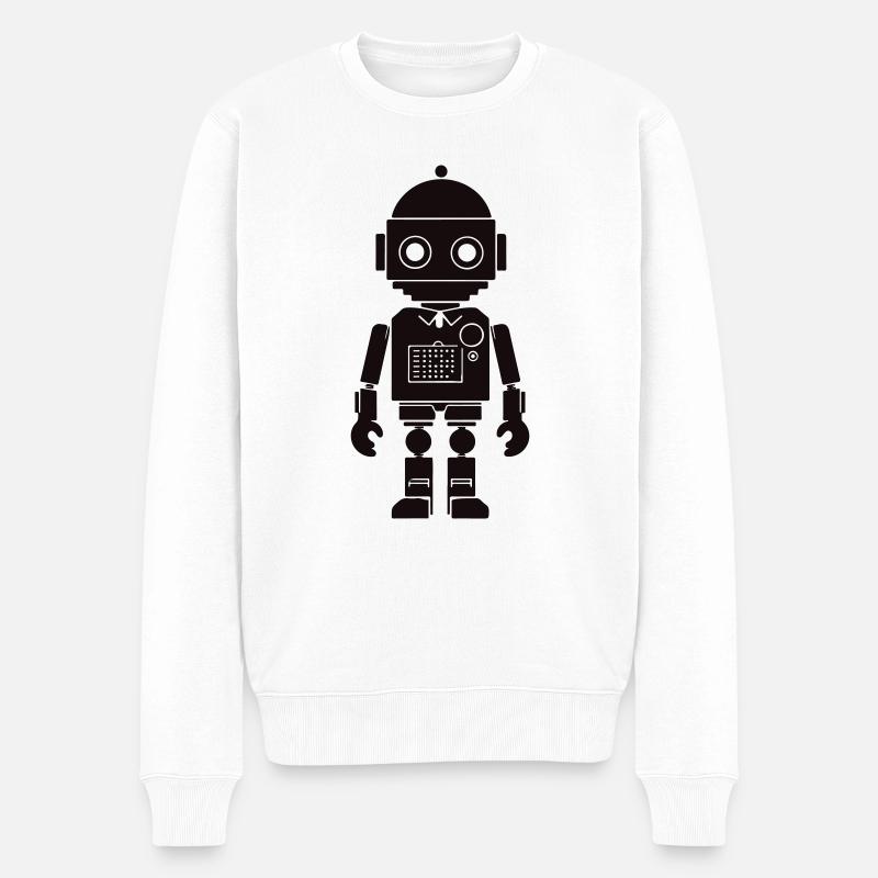 Silhouette de robot - Pull Premium bio Homme - blanc