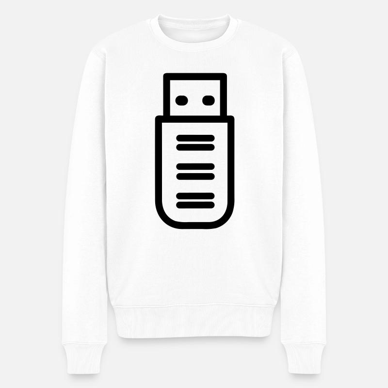 USB-Stick - Männer Premium Bio Pullover - Weiß