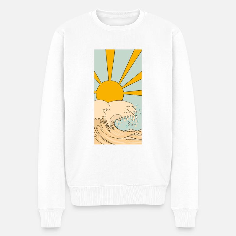 Sun and Waves - Männer Premium Bio Pullover - Weiß