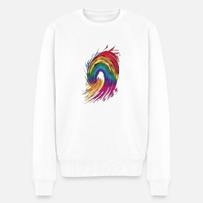 Regenbogen - Männer Premium Bio Pullover - Weiß