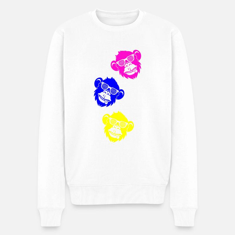 Affe Cool Kopf - Männer Premium Bio Pullover - Weiß