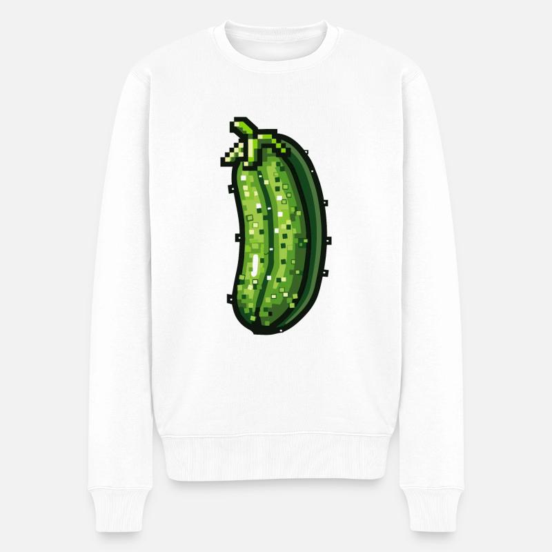Gurke Pixel Symbol - Männer Premium Bio Pullover - Weiß