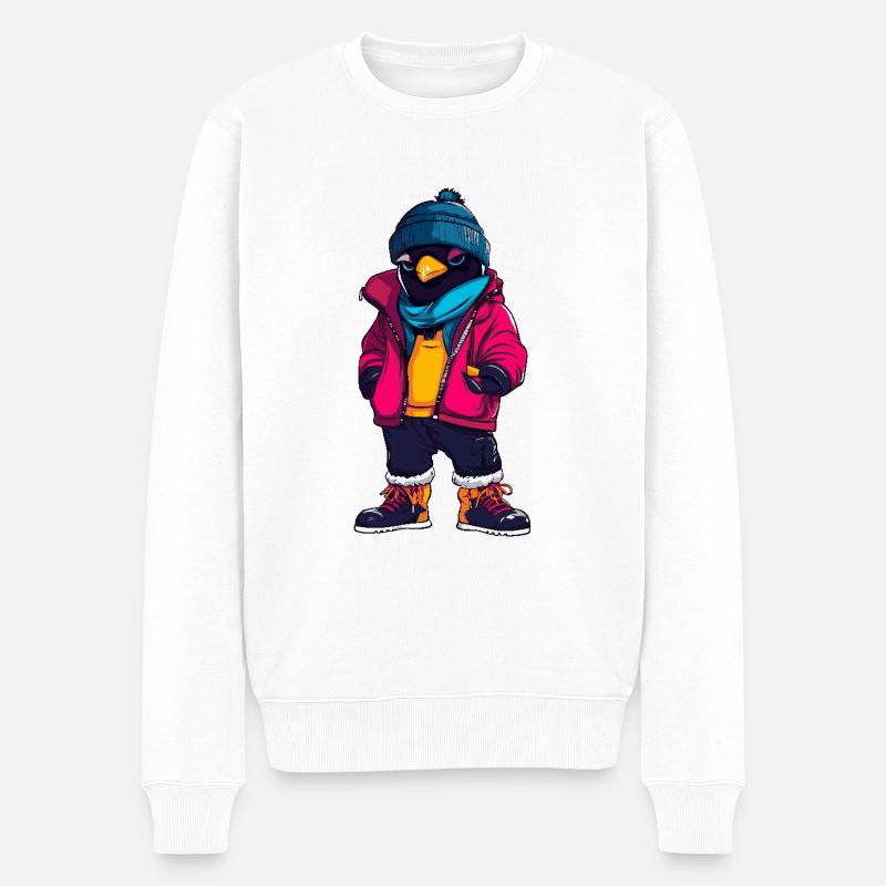Pingouin Drôle d’hiver - Pull Premium bio Homme - blanc