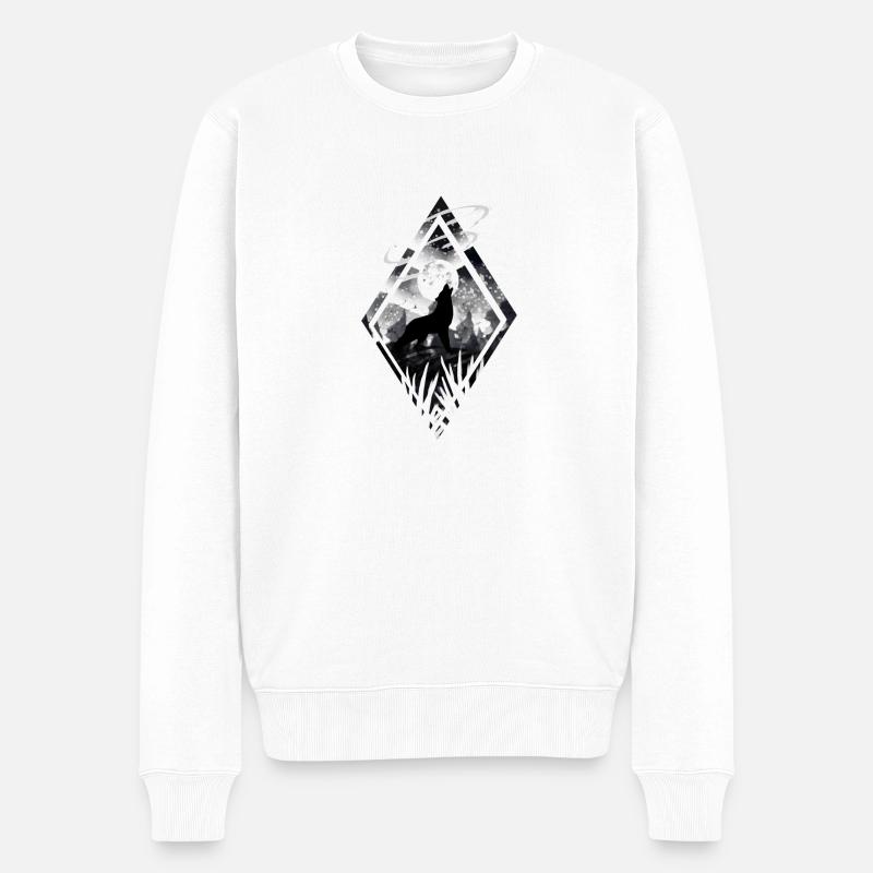 Wolf - Männer Premium Bio Pullover - Weiß