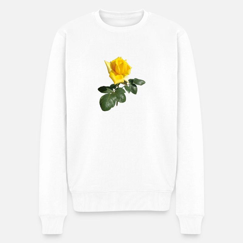 GELBE ROSE - Männer Premium Bio Pullover - Weiß