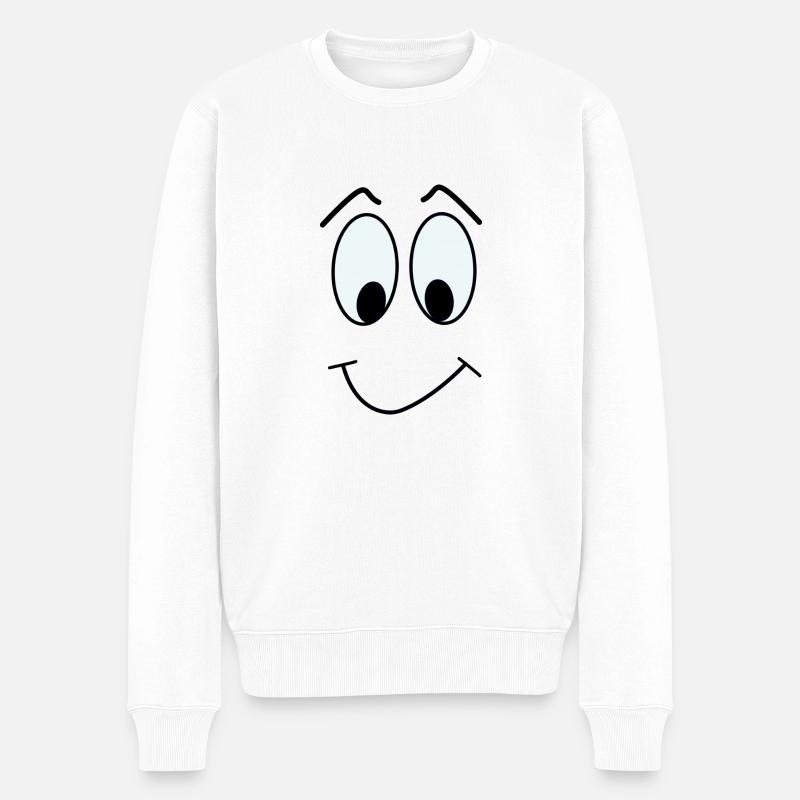 COMIC GESICHT 3 - Männer Premium Bio Pullover - Weiß