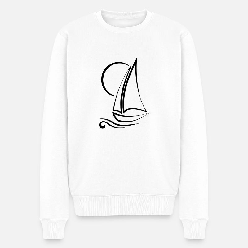 Sailboat Segelboot - Männer Premium Bio Pullover - Weiß