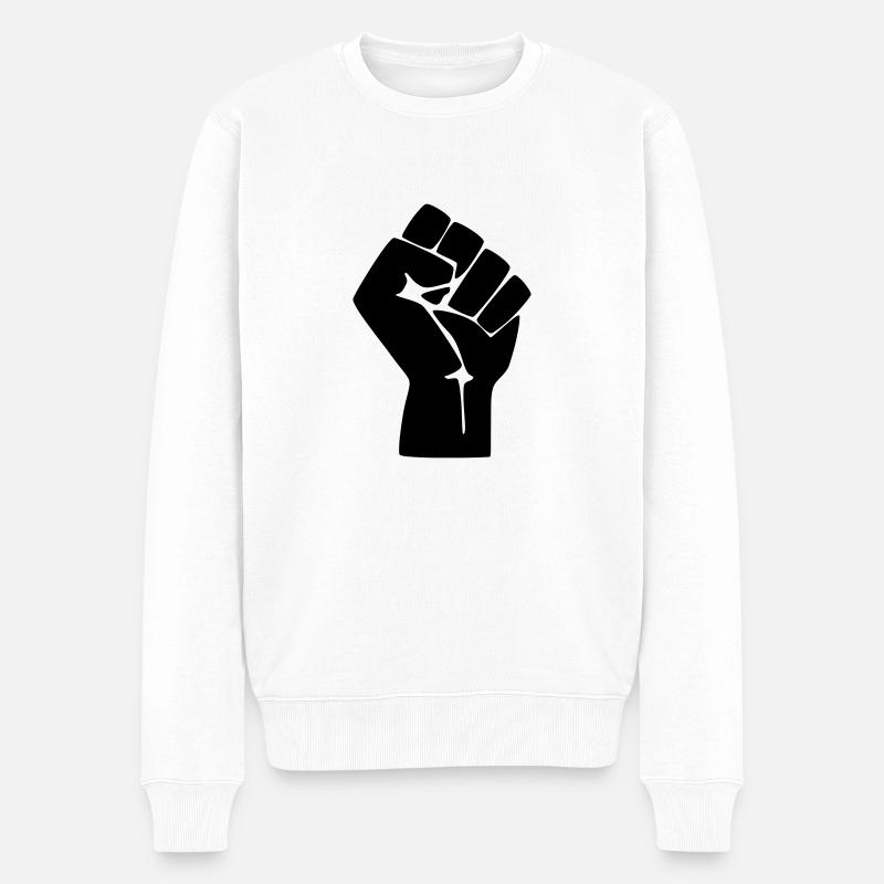 Faust Protest Widerstand - Männer Premium Bio Pullover - Weiß