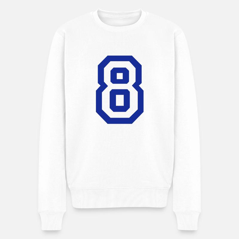 8 - Nummer - Männer Premium Bio Pullover - Weiß