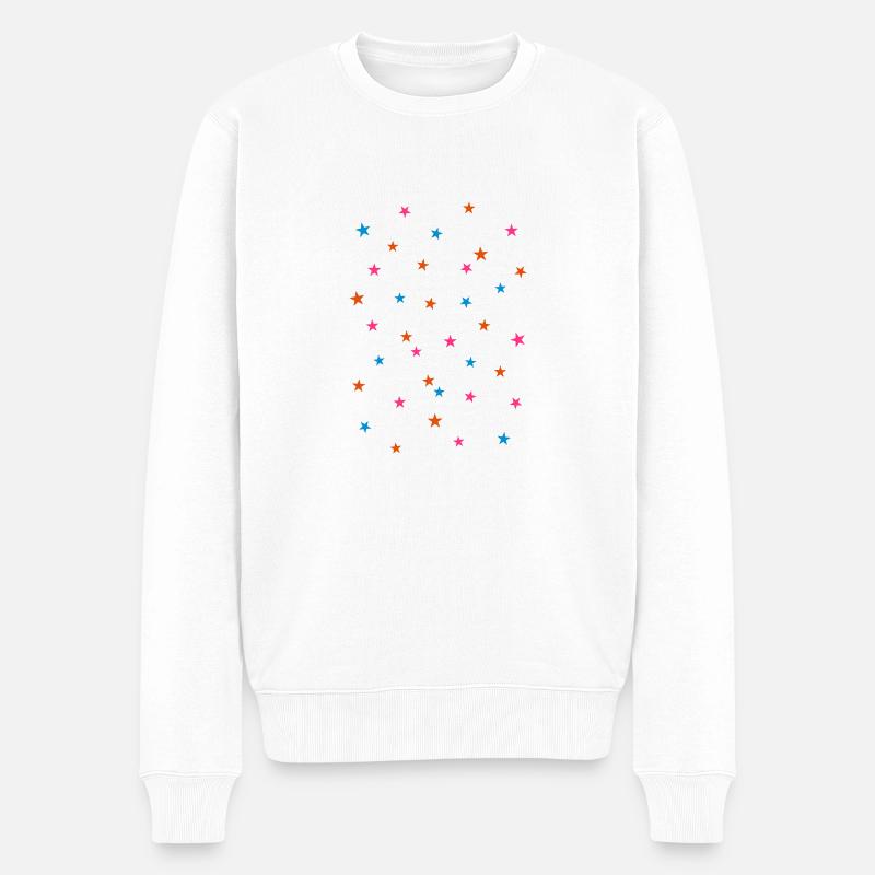 Confetti Stars - Männer Premium Bio Pullover - Weiß