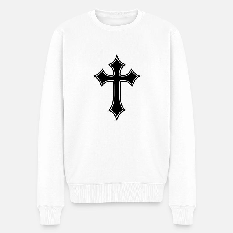 Gothic Cross__V003 - Männer Premium Bio Pullover - Weiß