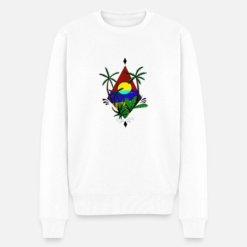 Tropische Landschaft in Farbe - Männer Premium Bio Pullover - Weiß