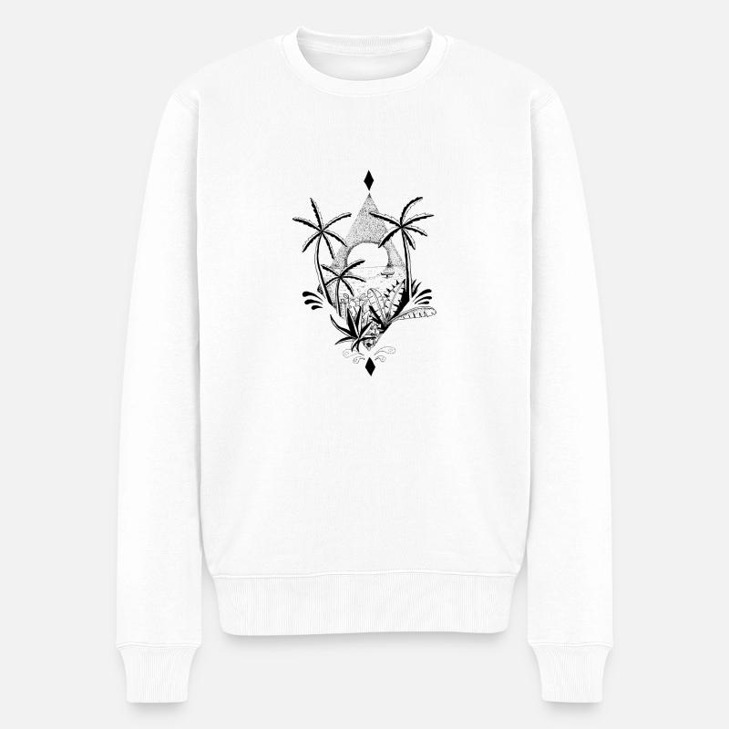 Tropische Landschaft - Männer Premium Bio Pullover - Weiß