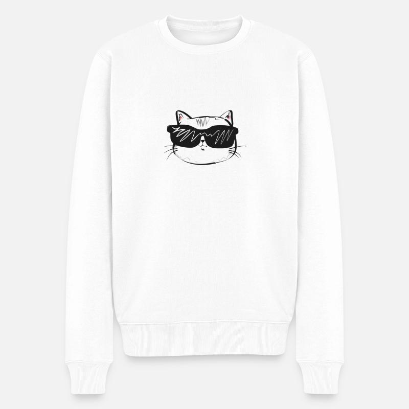 Chat cool - Pull Premium bio Homme - blanc