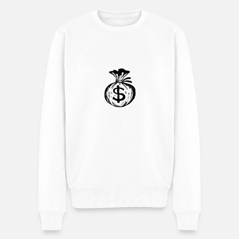 Geldsack - Männer Premium Bio Pullover - Weiß
