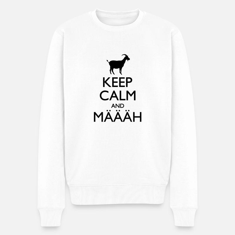 Keep Calm And Määäh - Männer Premium Bio Pullover - Weiß