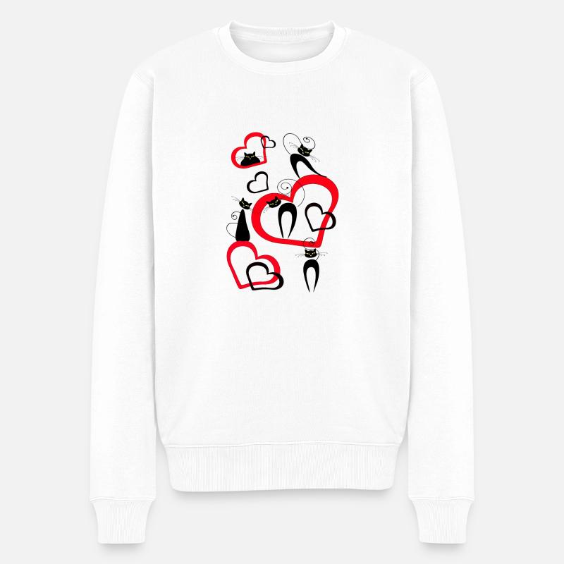 Katzen - Männer Premium Bio Pullover - Weiß