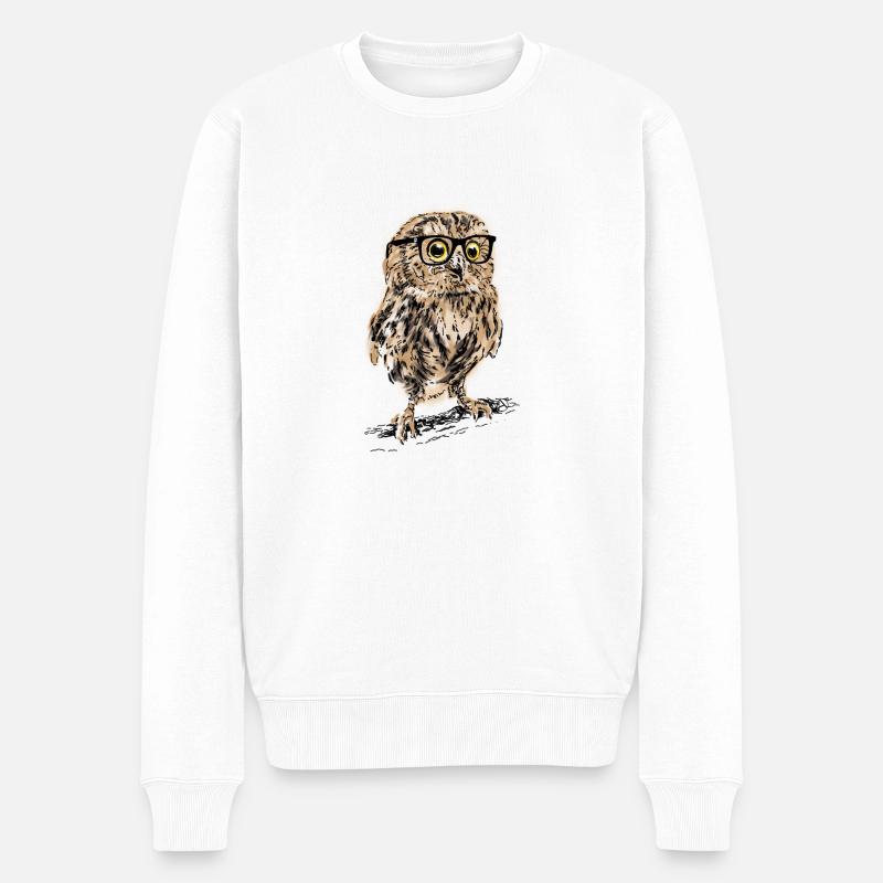 AD Owl - Männer Premium Bio Pullover - Weiß