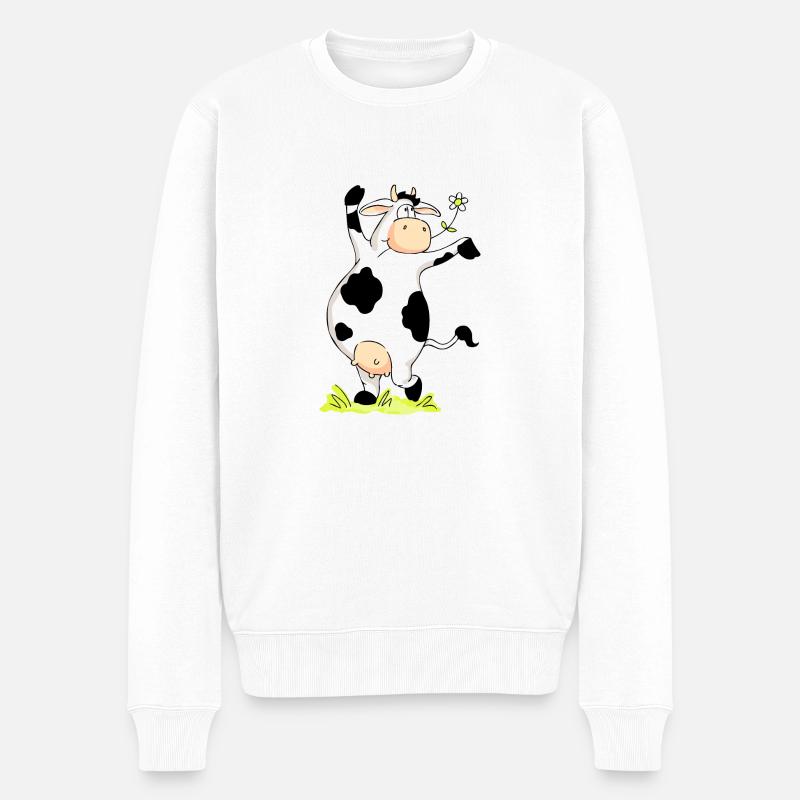 Posing Cow - Männer Premium Bio Pullover - Weiß
