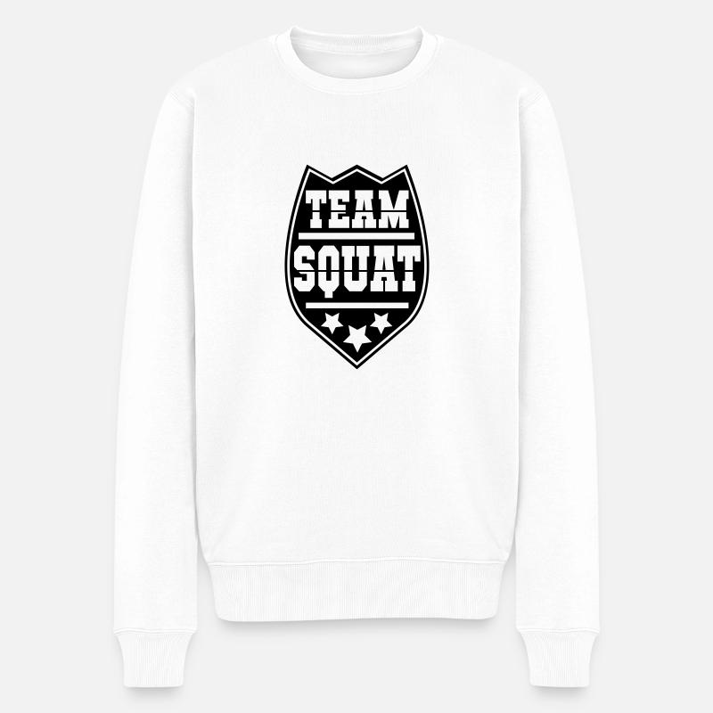 team_squat_3_1f - Männer Premium Bio Pullover - Weiß