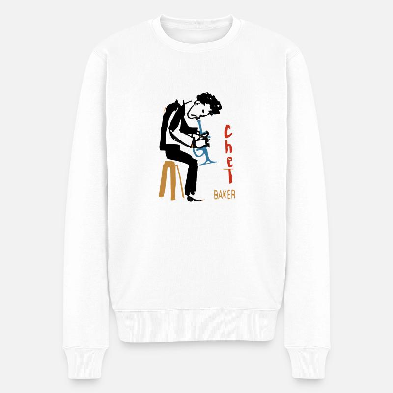 Chet Baker trompette - Pull Premium bio Homme - blanc
