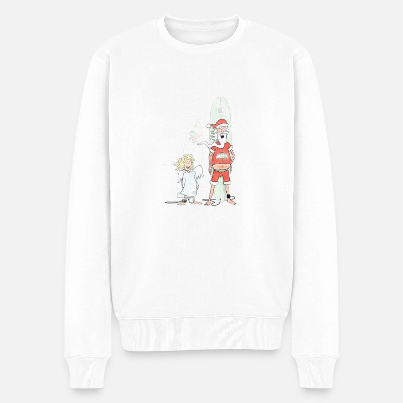 surfing xmas - Männer Premium Bio Pullover - Weiß