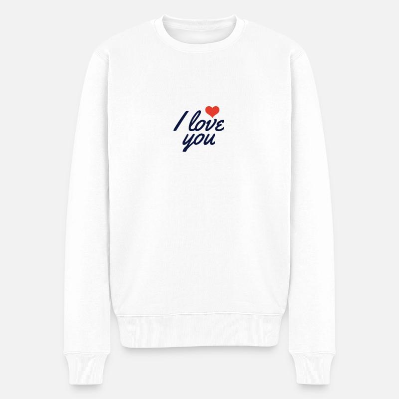 I Love You - Männer Premium Bio Pullover - Weiß