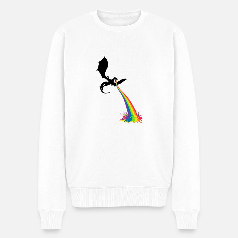 Regenbogen-Drache - Männer Premium Bio Pullover - Weiß