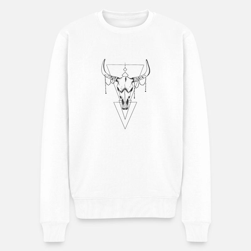 Crâne de vache géométrique - Pull Premium bio Homme - blanc