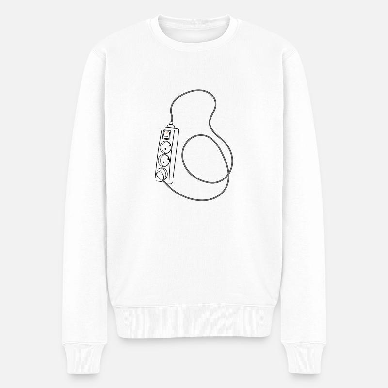 Steckdosen Perpetuum Mobile - Männer Premium Bio Pullover - Weiß