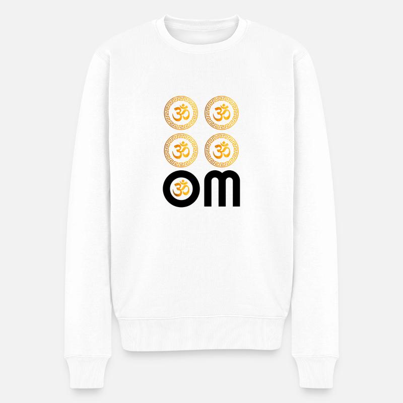 Or OM, Om, Om hindou, Symbole Om, Yoga, OM - Pull Premium bio Homme - blanc