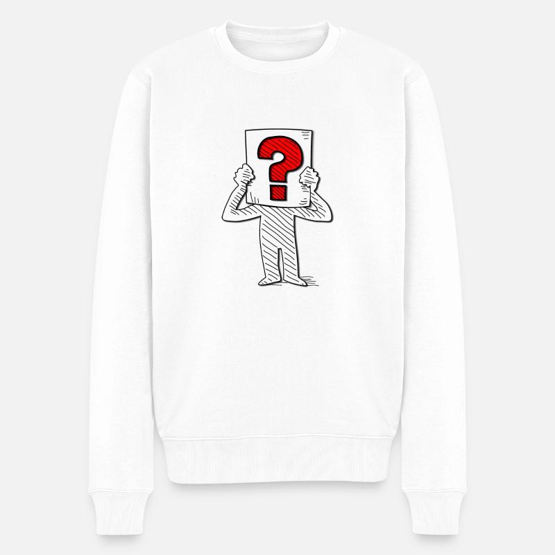 Frage, Fragezeichen, Fragesteller, unbekannt - Männer Premium Bio Pullover - Weiß