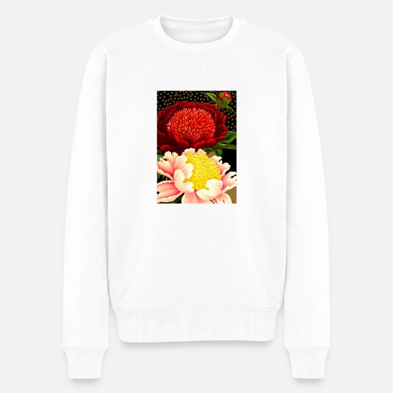 Francis Blumen - Männer Premium Bio Pullover - Weiß