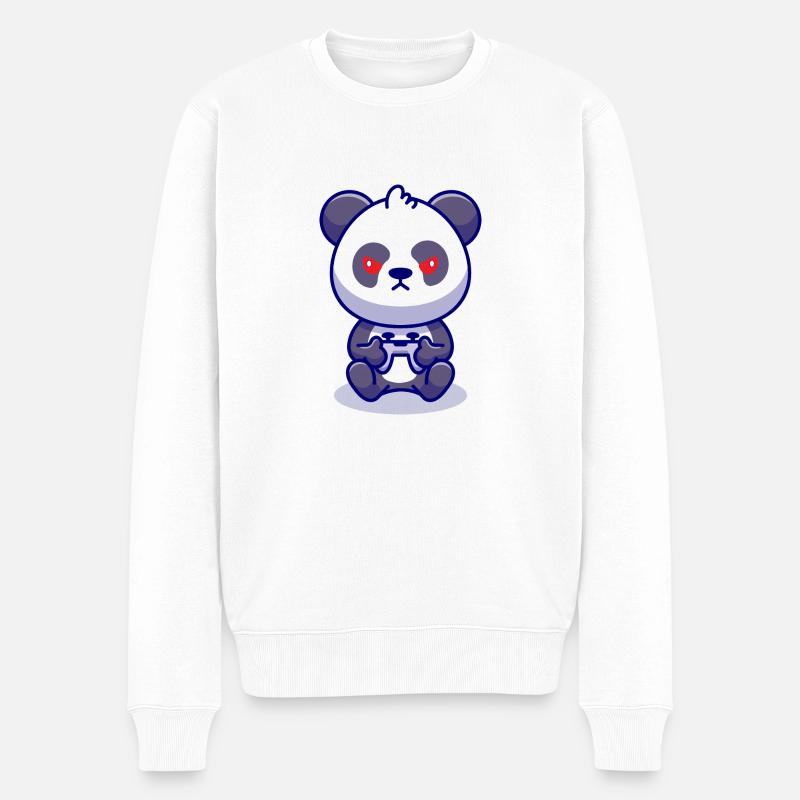 Panda Gaming T-SHIRT - Männer Premium Bio Pullover - Weiß