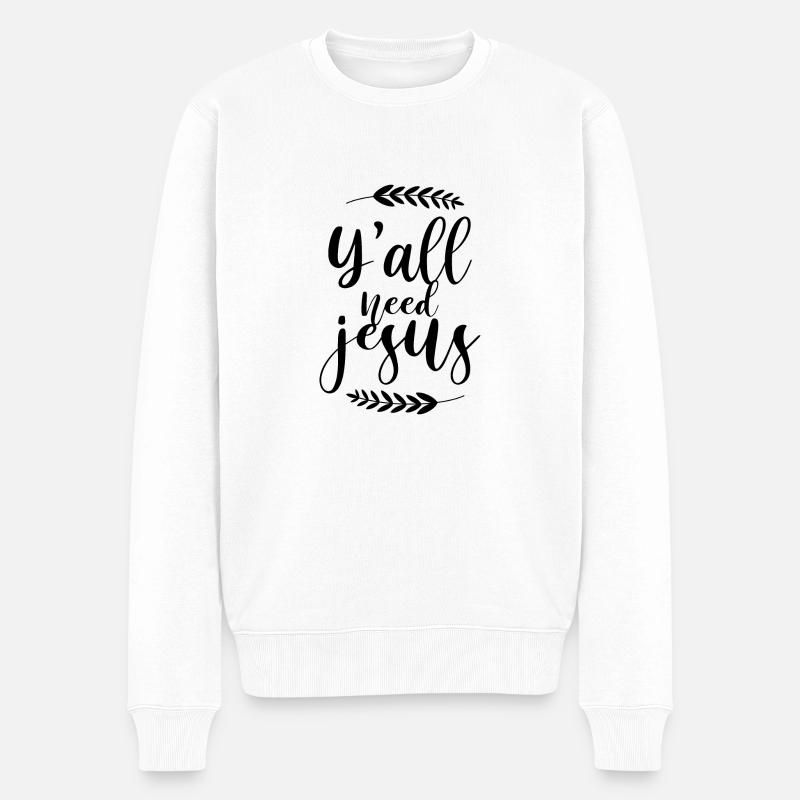 Christliche Sprüche - Männer Premium Bio Pullover - Weiß