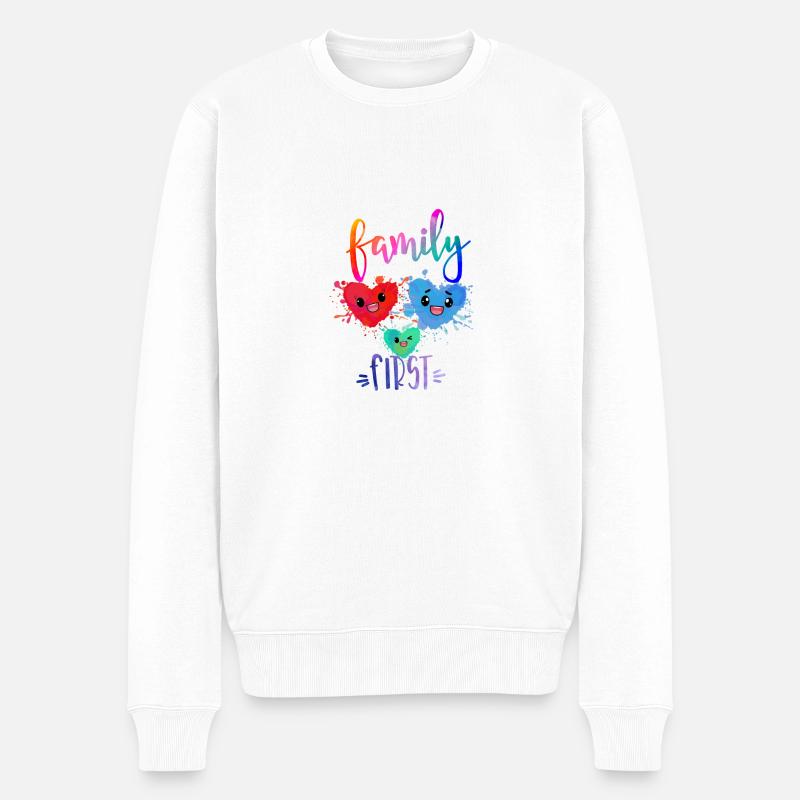Family First - Männer Premium Bio Pullover - Weiß