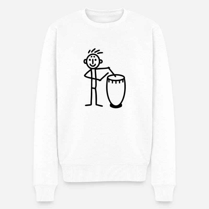 Trommler Drummer spielt Congas Djembe - Männer Premium Bio Pullover - Weiß