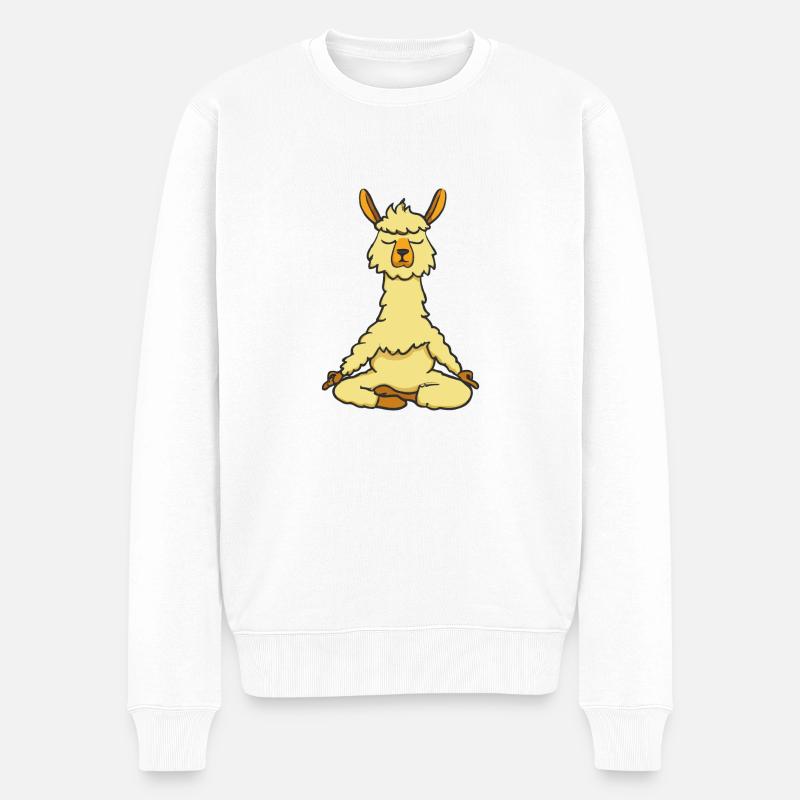 Lama Alpaka Yoga Lustig Geschenkidee - Männer Premium Bio Pullover - Weiß