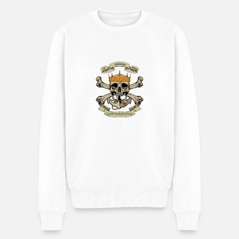 Totenkopf - Männer Premium Bio Pullover - Weiß